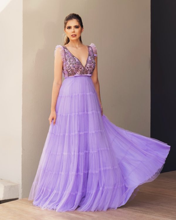 VESTIDO LAVANDA TULE FLUIDO